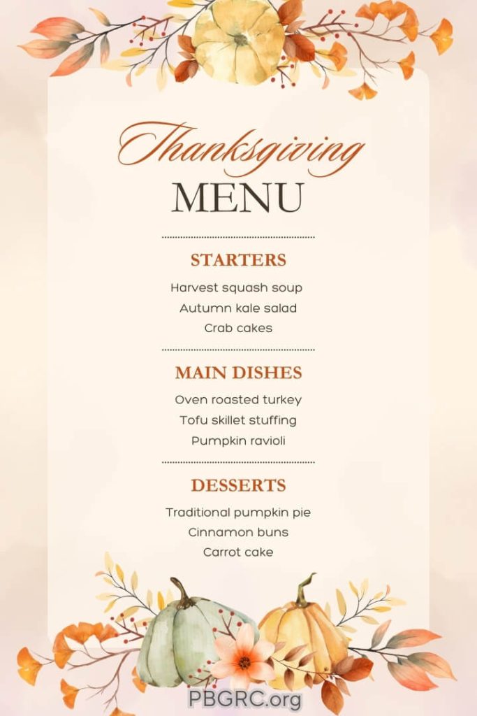 traditional thanksgiving menu