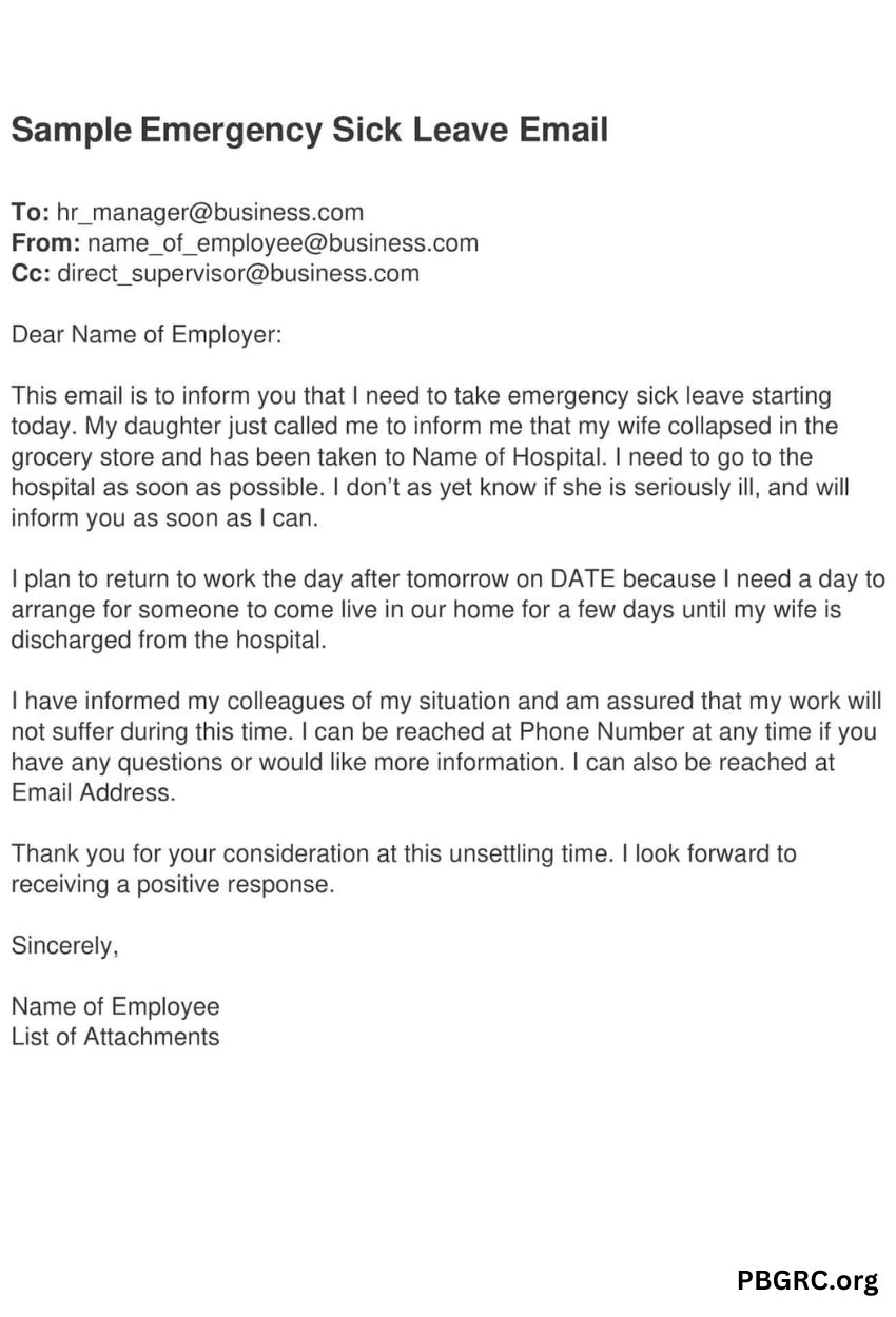 Emergency Sick Leave Email