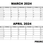 Free March April 2024 Calendar Template Word