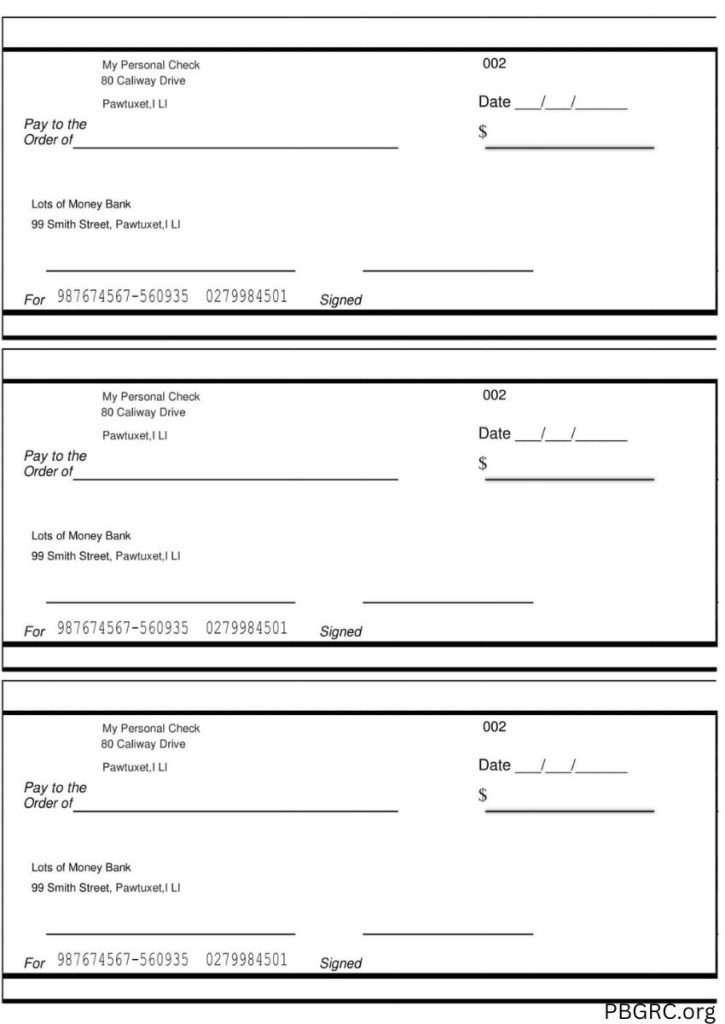 Free printable check template free download