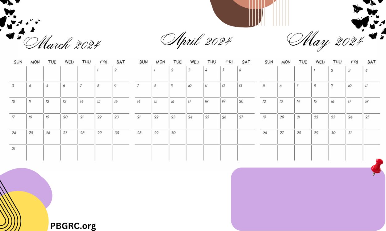 March April May 2024 Cute Design Calendar