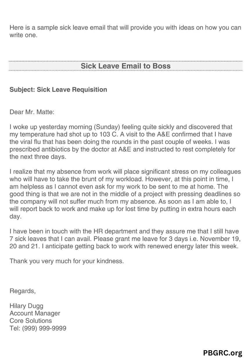 Sick Leave Email Templates 2024