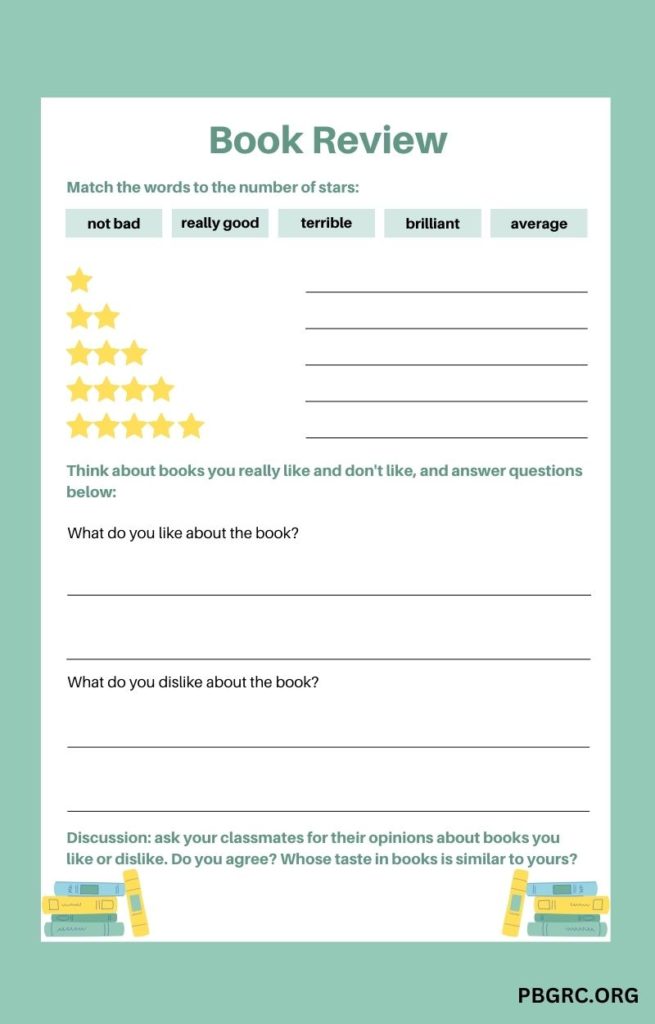 book review template for elementary students