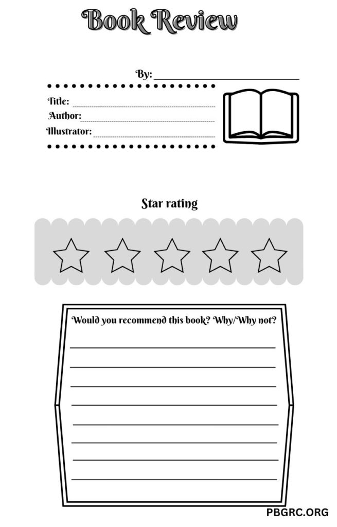 book review template free printable