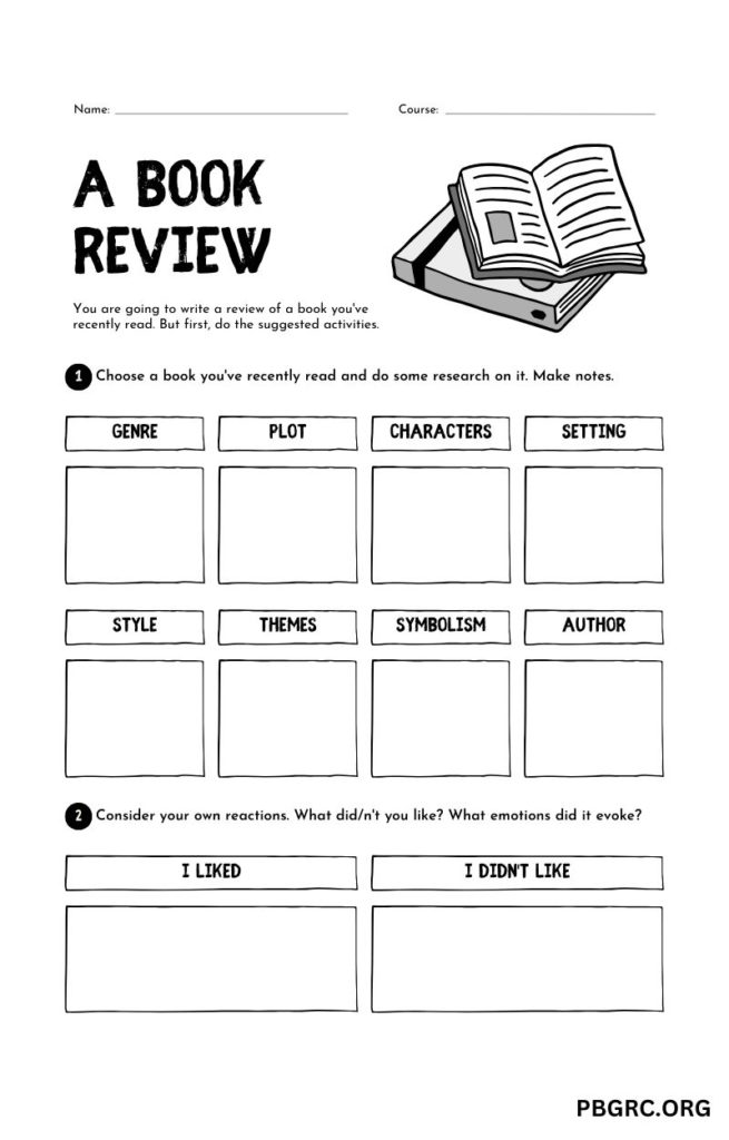 book review template pdf