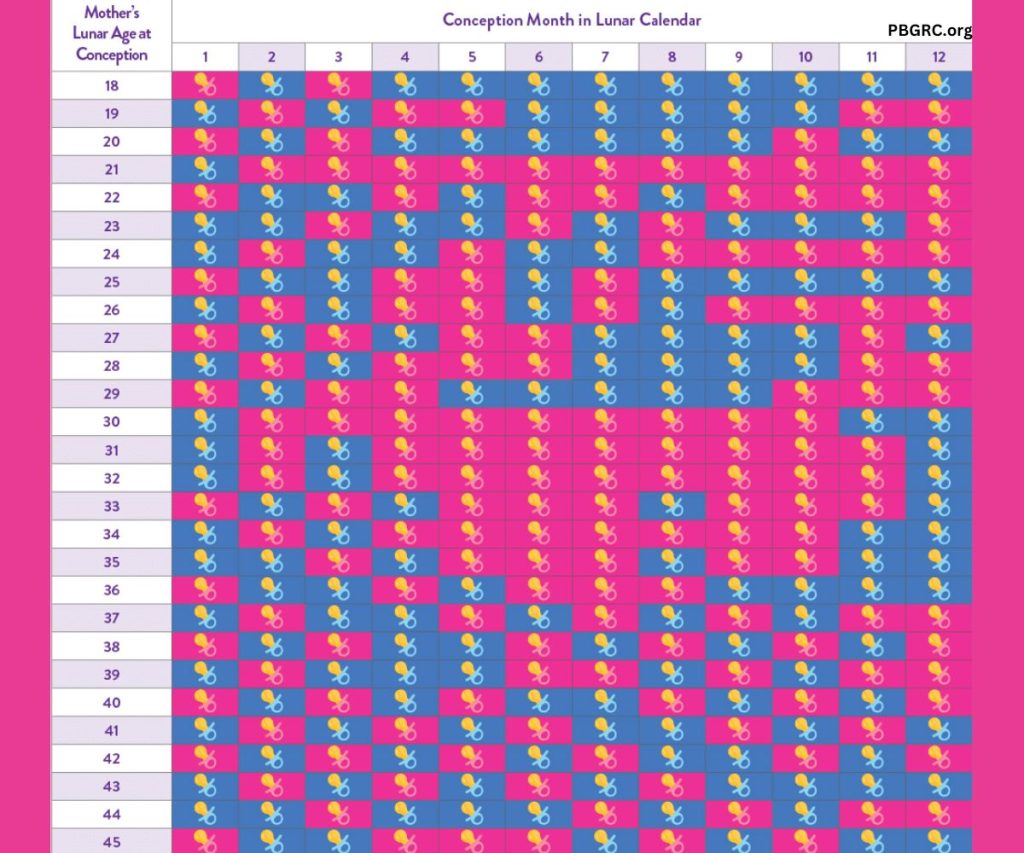 chinese gender calendar 2024 chart