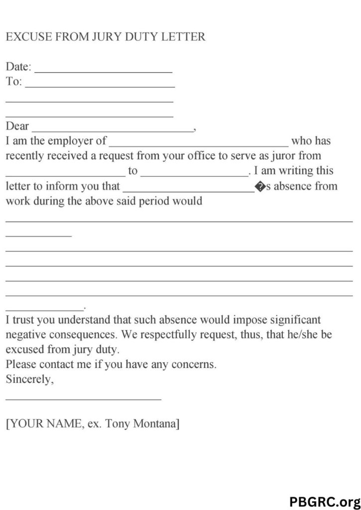 jury duty excuse letter college student