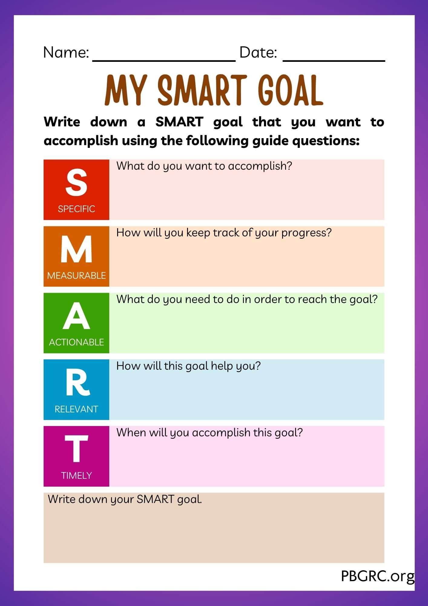 smart goal template Blank