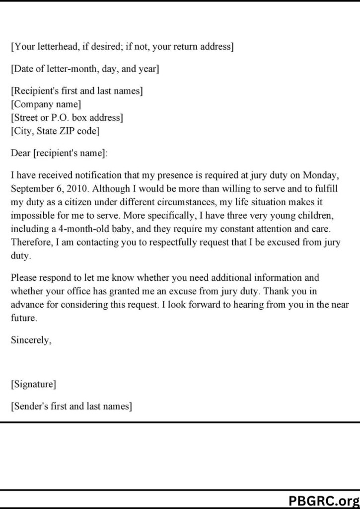 work jury duty excuse letter employer