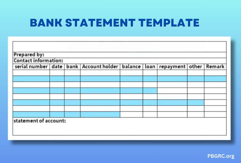 Printable bank statement template