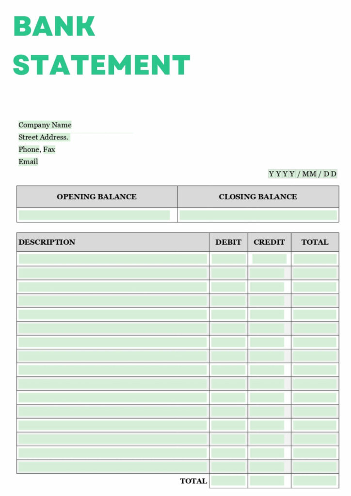 bank statement template free