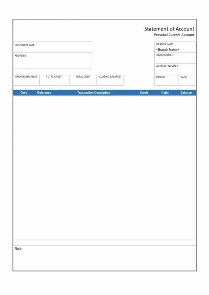 bank statement template word